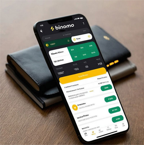 Mobile app Binomo and cash currency.