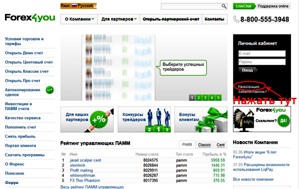 ������ ������ Forex4you ������
