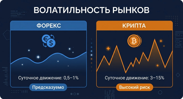 ��������� ������������� ������ � ������������ � �������� �������� EUR/USD � BTC
