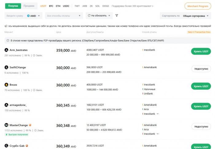 P2P-������� USDT �� ��������� ����� �� �����������
