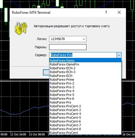 Окно входа в MetaTrader на ПК - логин, пароль и выбор сервера Окно входа в MetaTrader на ПК - логин, пароль и выбор сервера