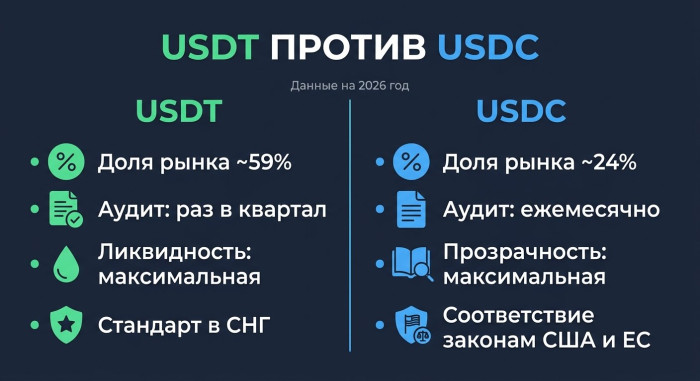 ��������� ������������ USDT � USDC - ���� �����, �����, �����������